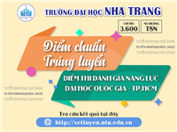 ĐIỂM CHUẨN TRÚNG TUYỂN ĐIỂM THI ĐÁNH GIÁ NĂNG LỰC ĐHQG 2022