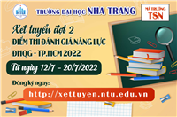 XÉT TUYỂN ĐỢT 2 - ĐIỂM ĐÁNH GIÁ NĂNG LỰC ĐHQG TP.HCM 2022